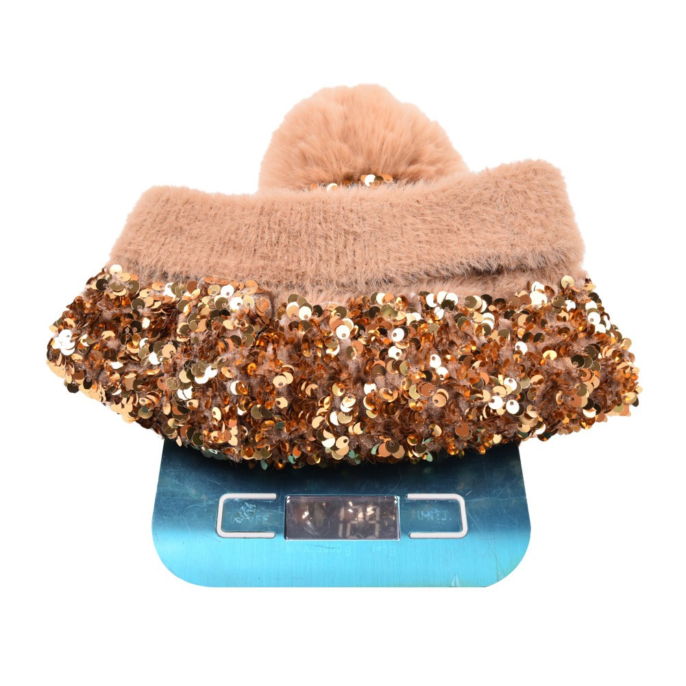 Warmth Hairball Ornament Detachable With Sequin Knitted Hats 2