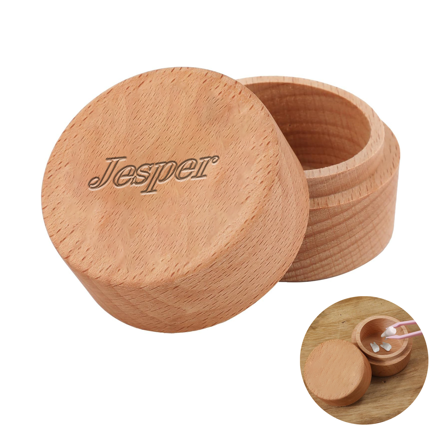 Baby Tooth Holder Cute Keepsake Wooden Storage Box 4