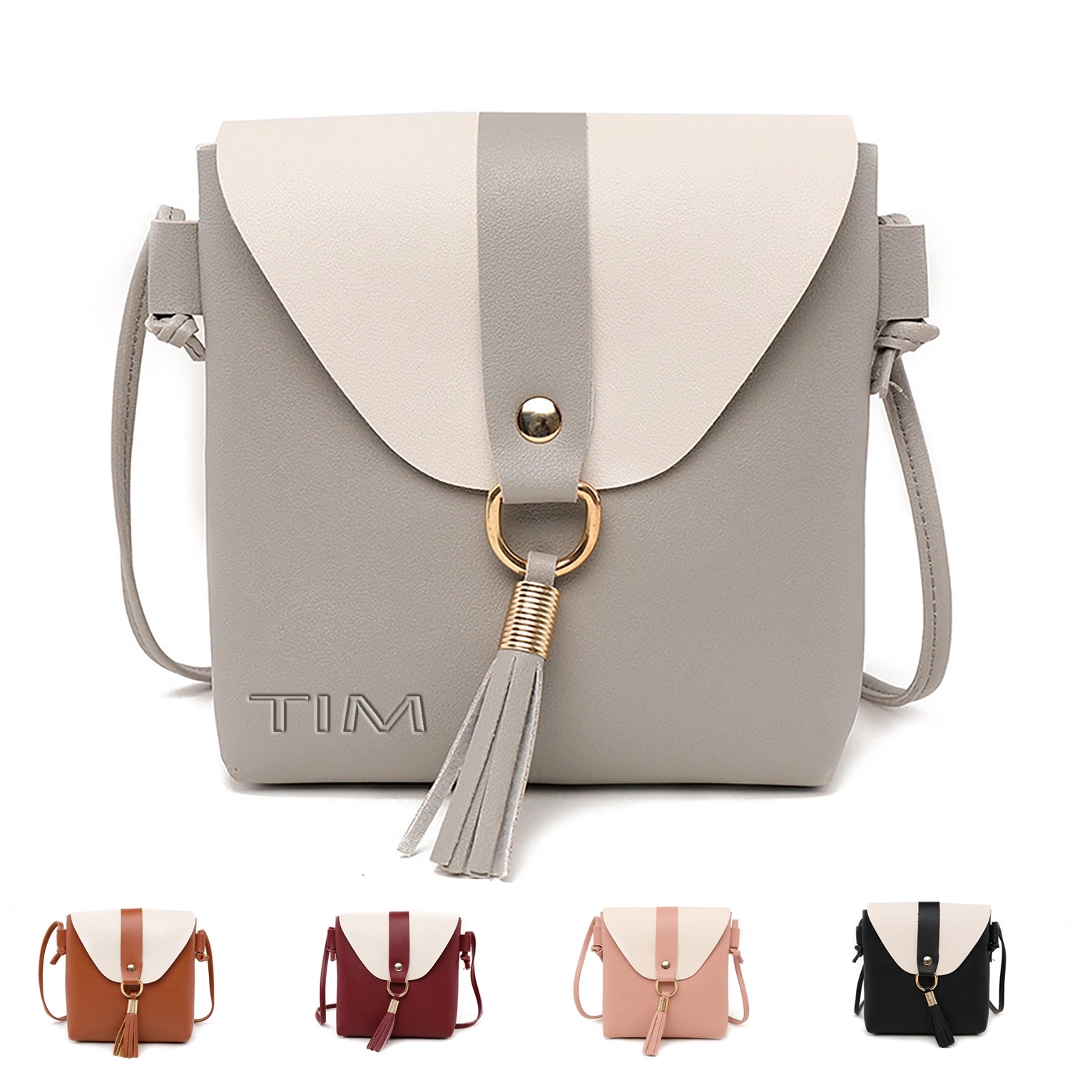 Two Tone Pu Mini Waist Bag with Tassel 2