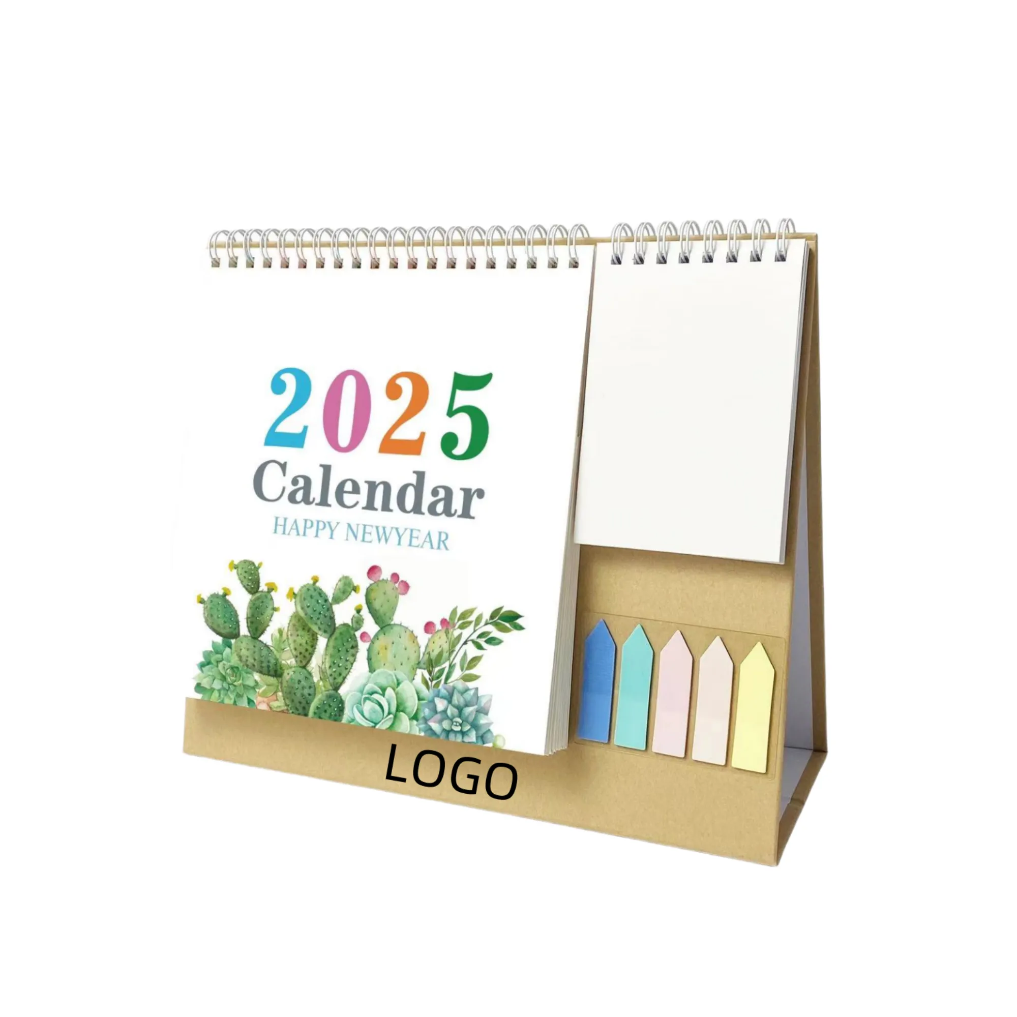 2025 Desk Calendar With Label Stickers and Note Pads 1