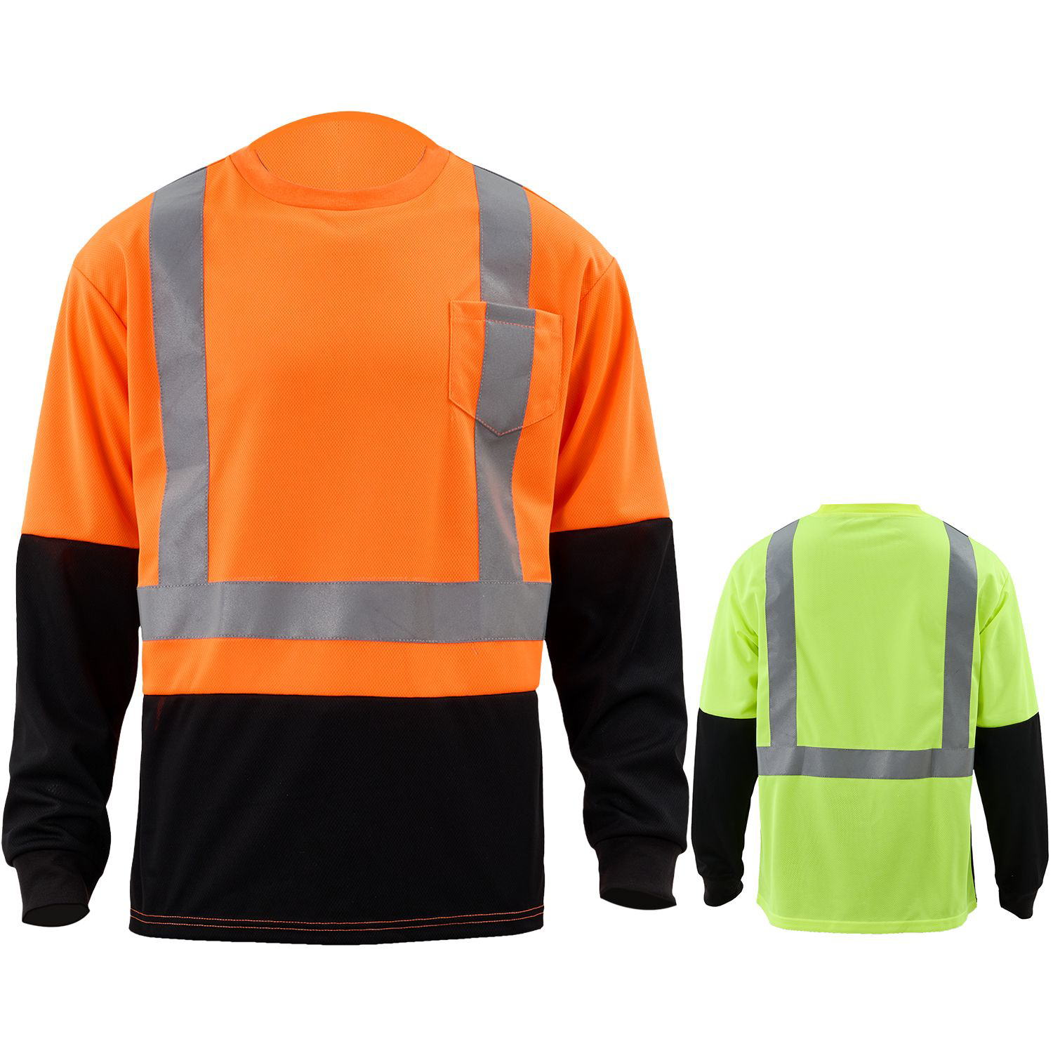 3.8 Oz. Polyester Class 2 Color Block Reflective Tape Safety T-Shirt with Pocket 3
