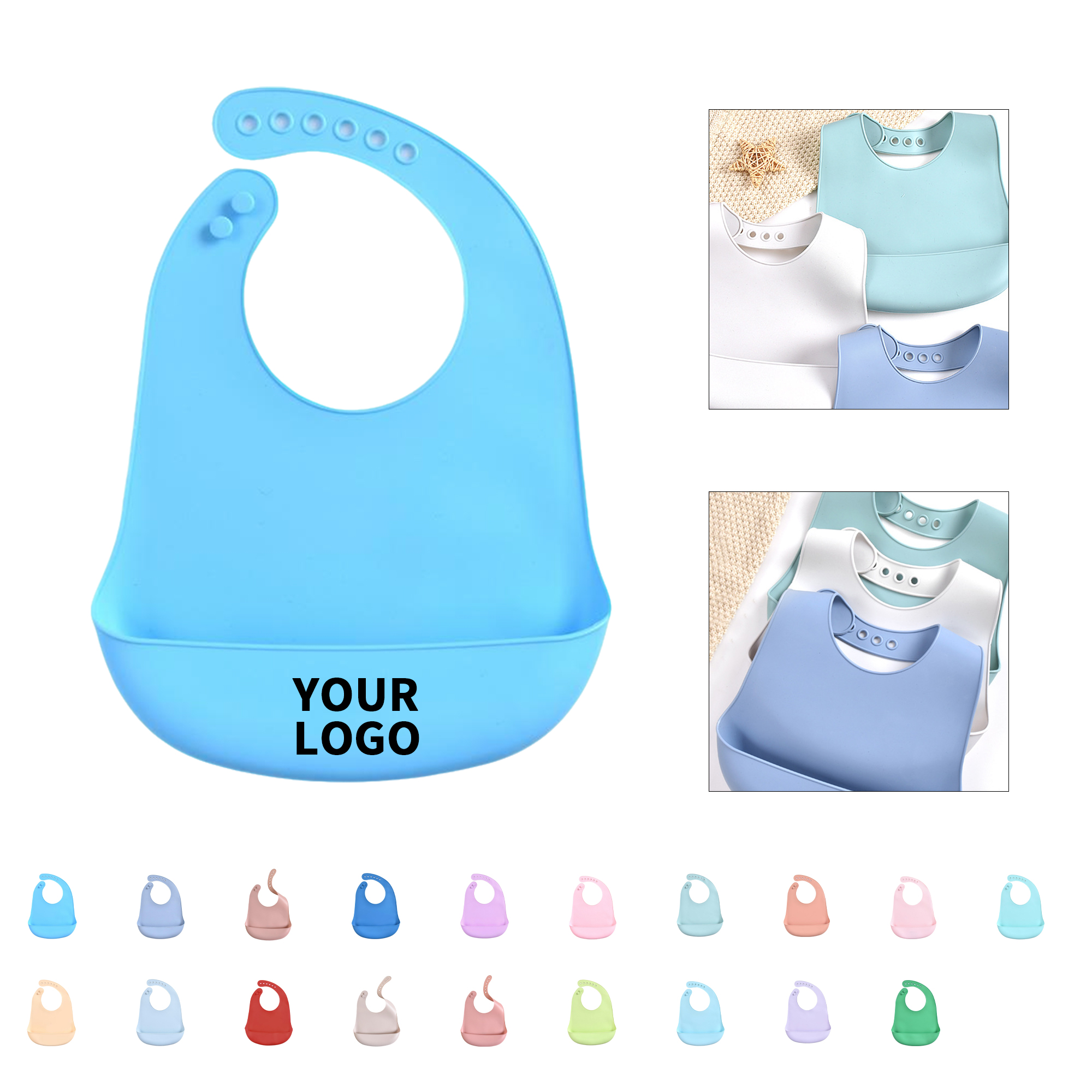 Silicone Baby Bib With Deep Catch Pocket 11.8 X 9" 27