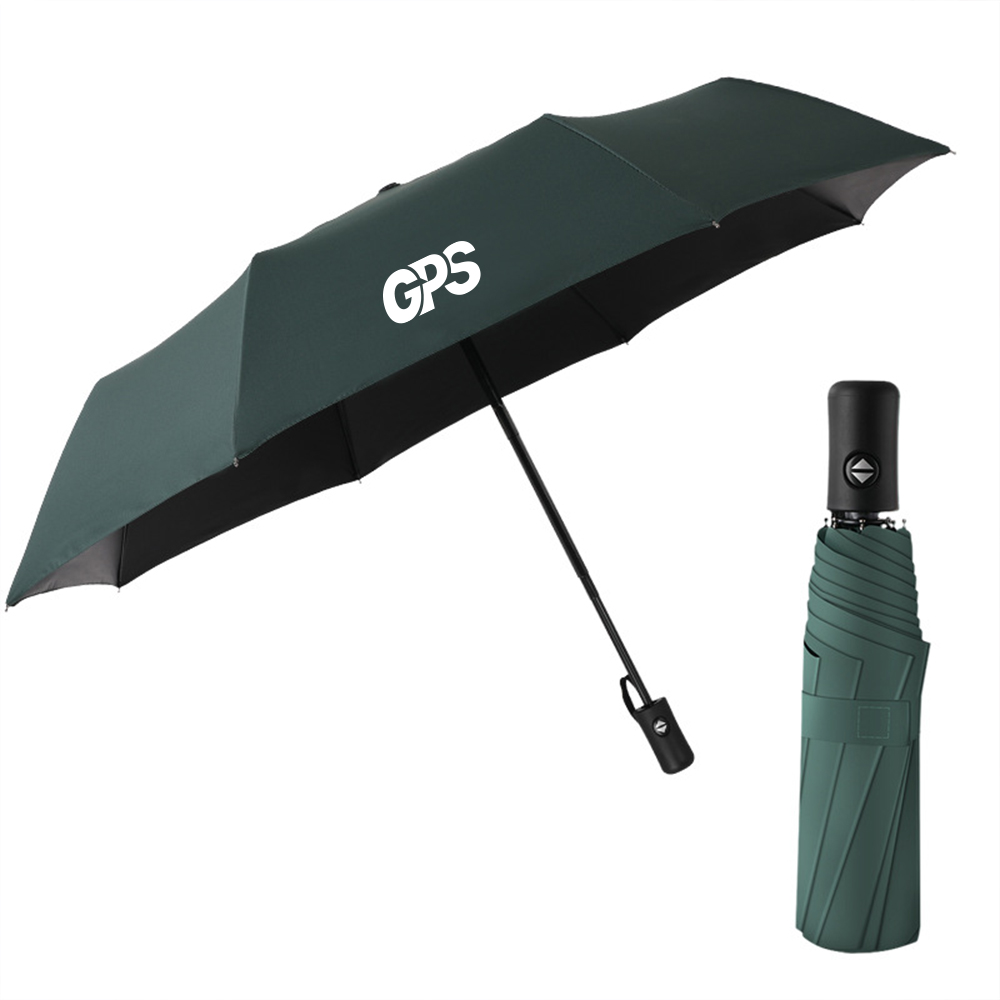 Black Plastic Fully Automatic Folding Umbrella