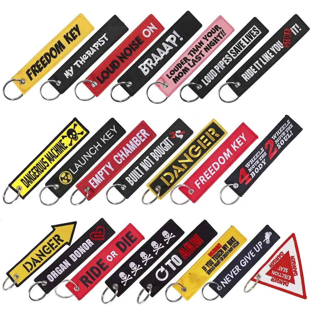 Custom Embroidered Woven Label Mark Keychain 2