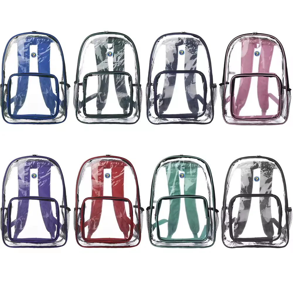 Economy Clear Plastic Backpack with Mesh Pocket 5