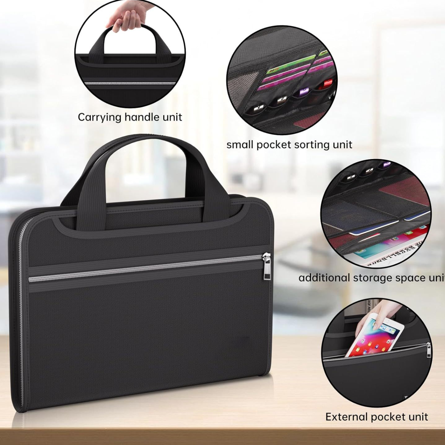 A4 Fireproof Accordion File Organizer w/ Handle 3