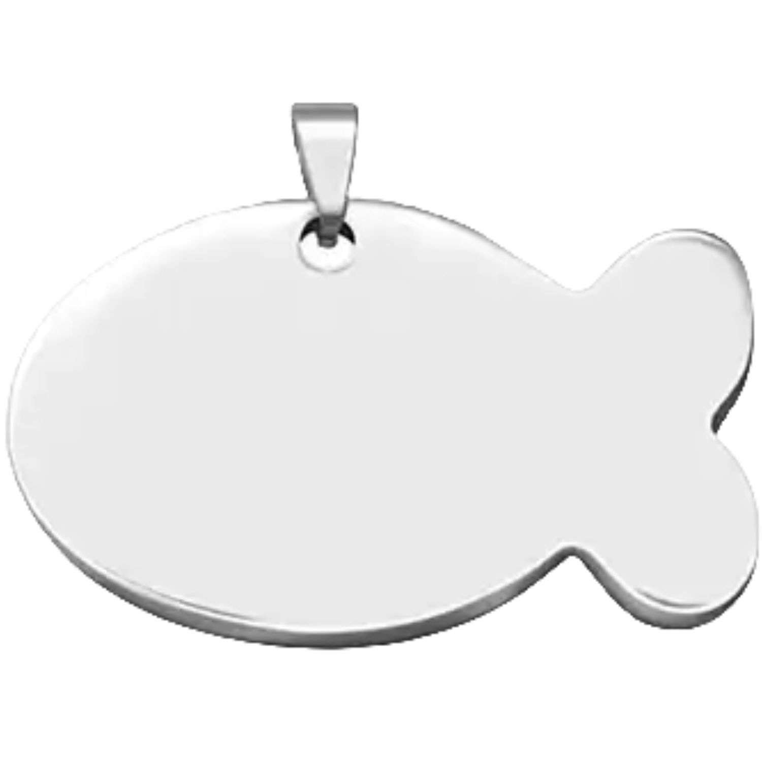 Silver Fish Shaped Stainless Steel Pet Tag 1