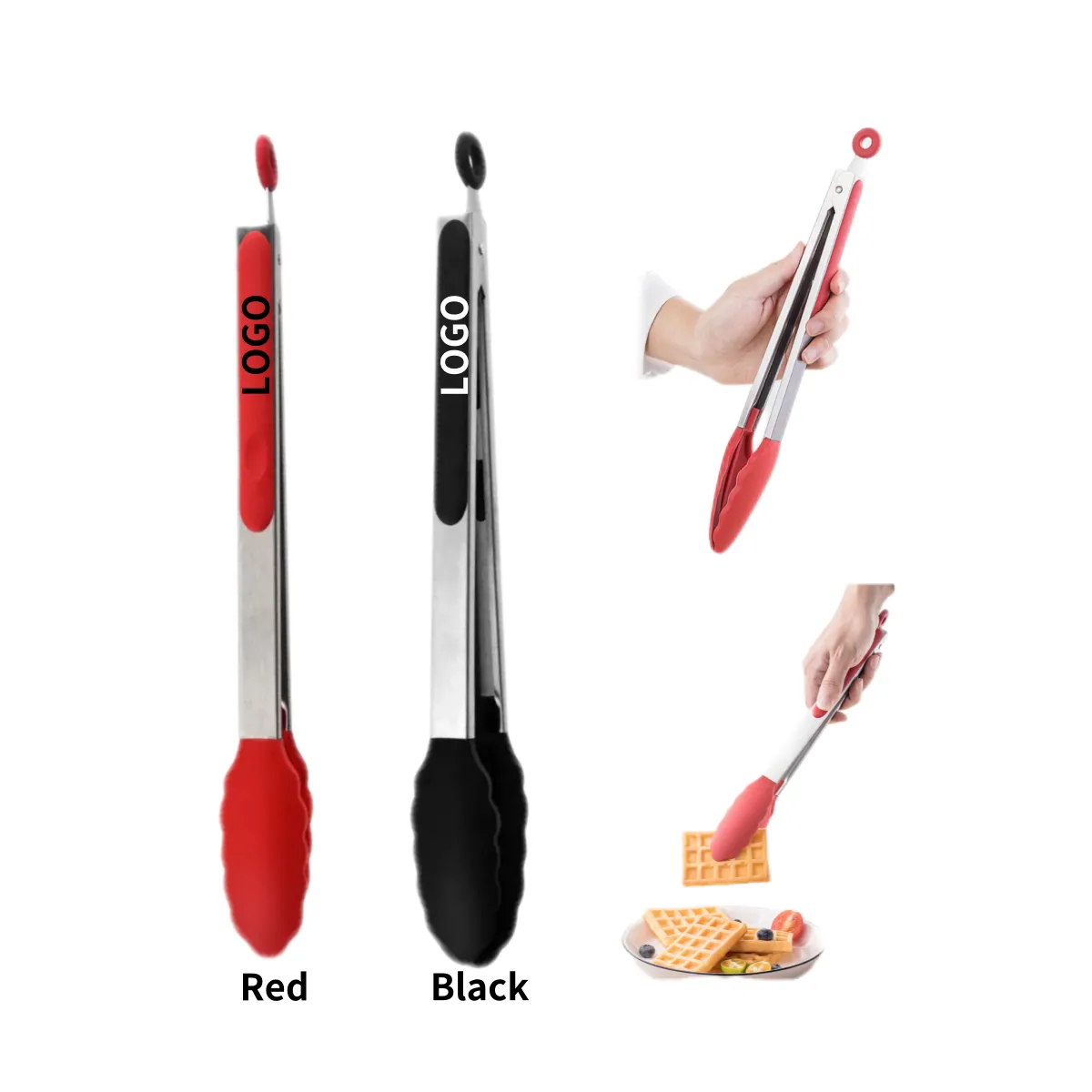 Thickened Silicone Stainless Steel Food Tongs 4
