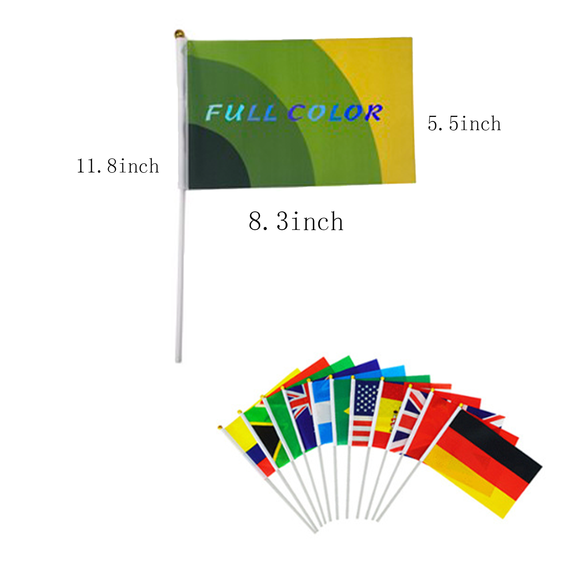 Full-Color Hand Held Polyester Mini Stick Flags 2