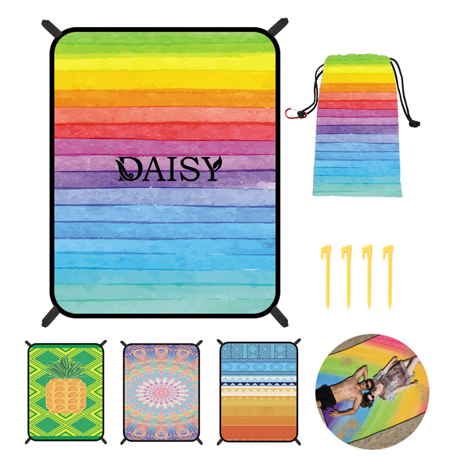 Microfber Sand Free Bohemian Beach Blanket Mat 2