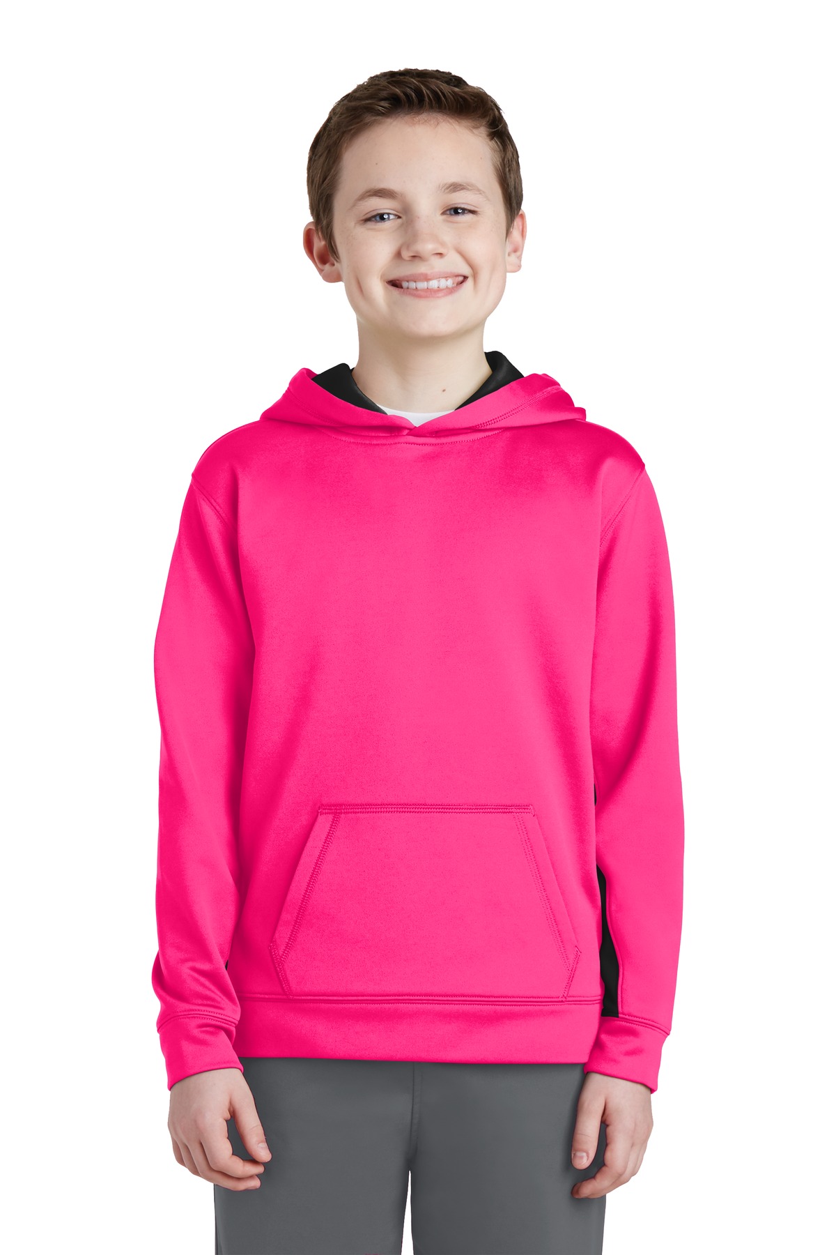 Sport-Tek Youth Sport-Wick Fleece Colorblock Hooded Pullover. YST235 9