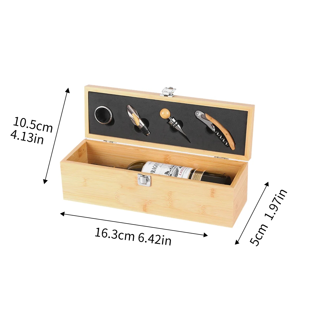 Wooden Box Wine Accessory Gift Set 8