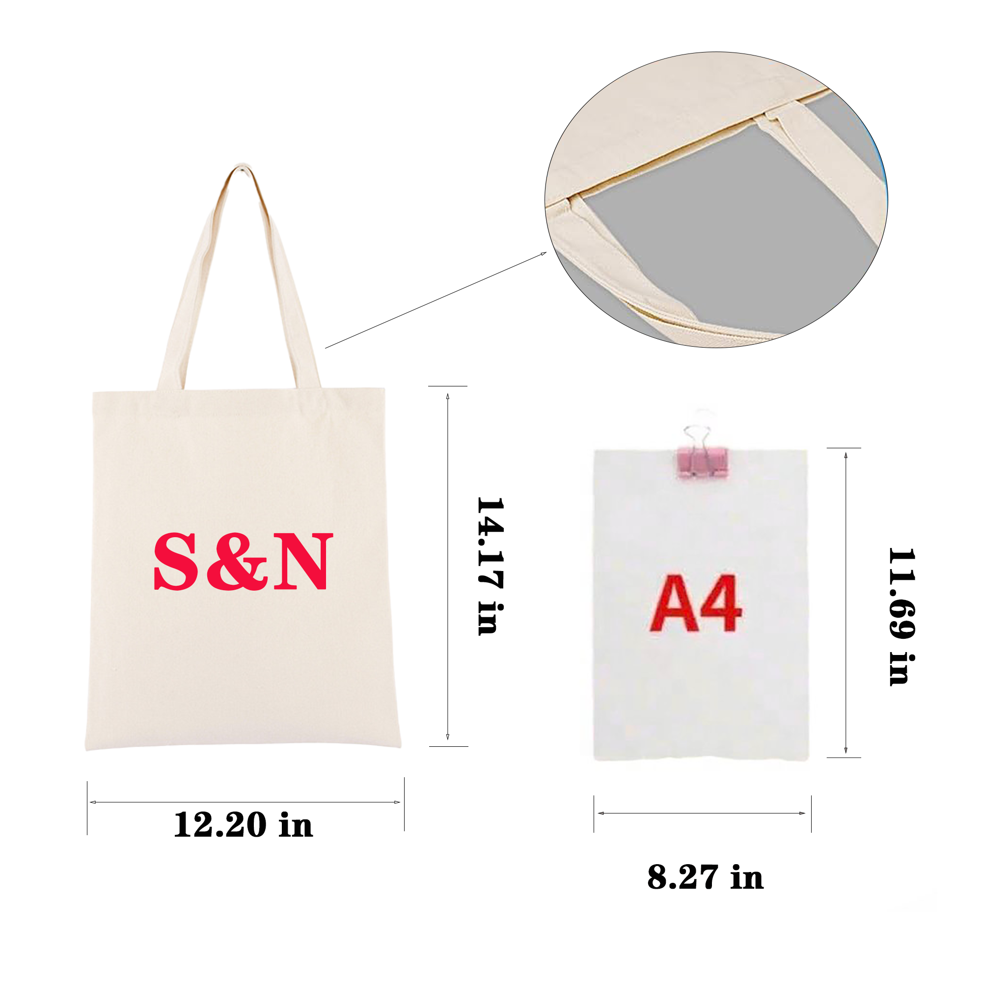 Casual Handheld Canvas Bag, custom tote bag with logo imprint 4