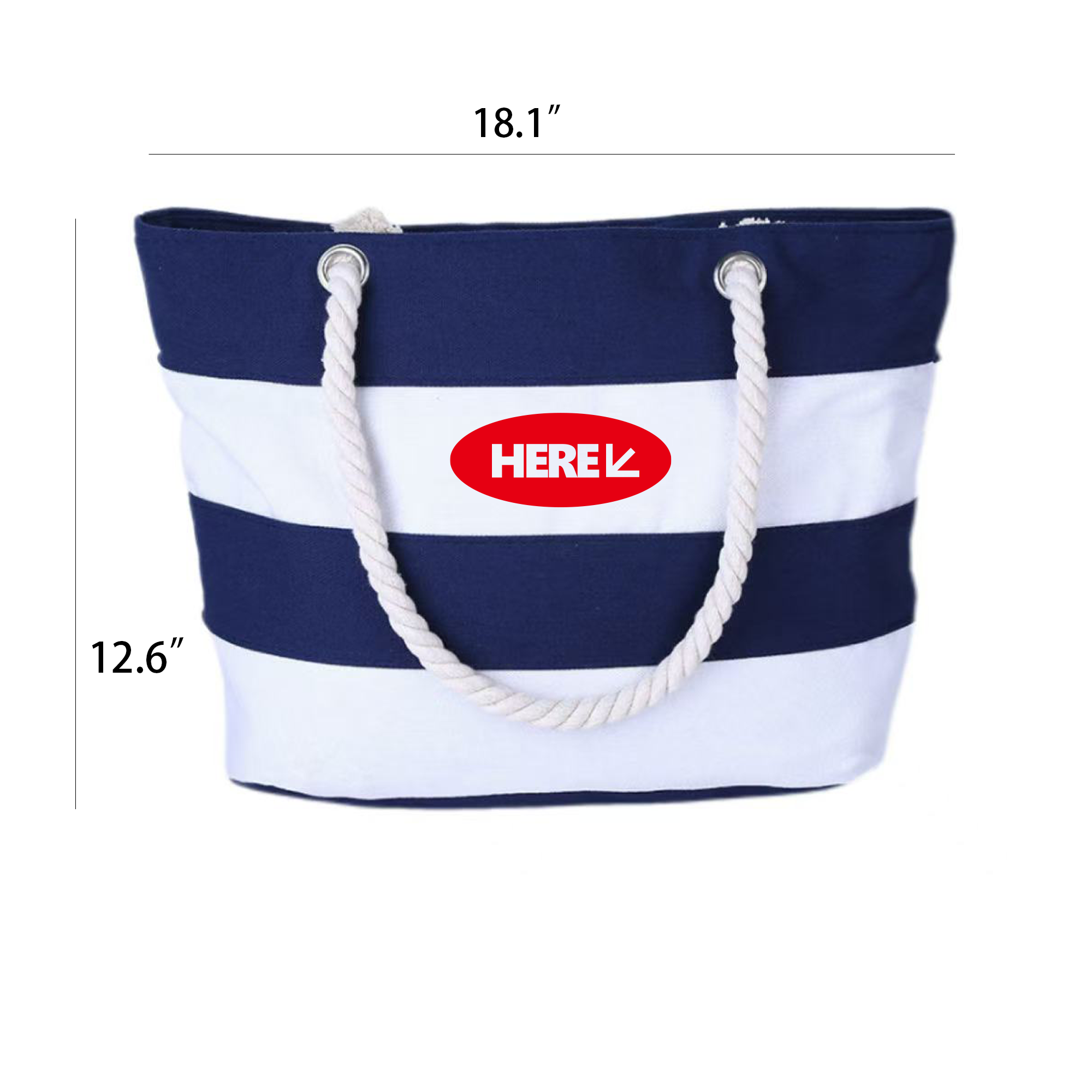 Canvas Striped Shopper Tote, custom tote bag with logo imprint 2