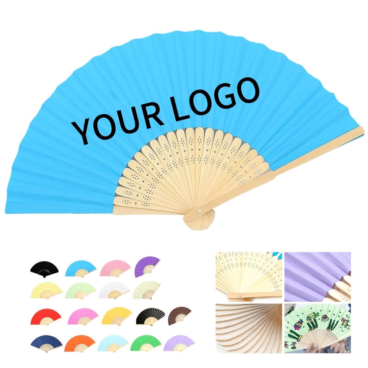 14.96 Inch Paper Fan with Bamboo Frame Lightweight Design 15