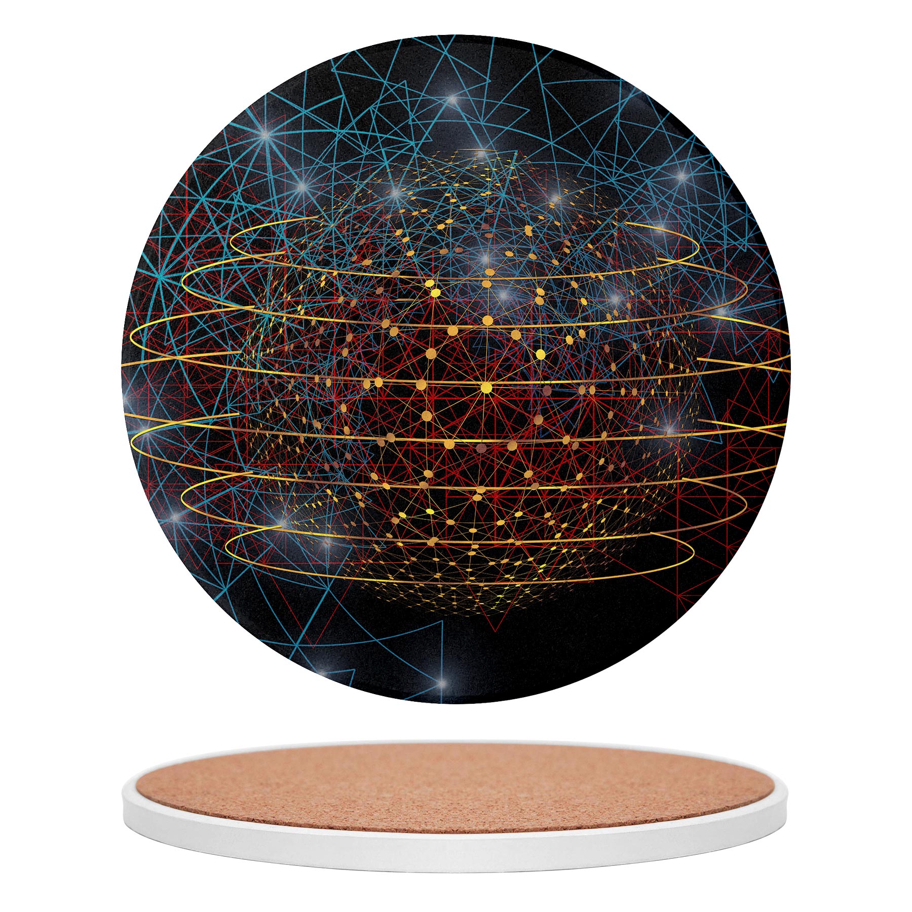 Custom 3.5'' Ceramics Heat-Insulating Coaster With Cork Base 14