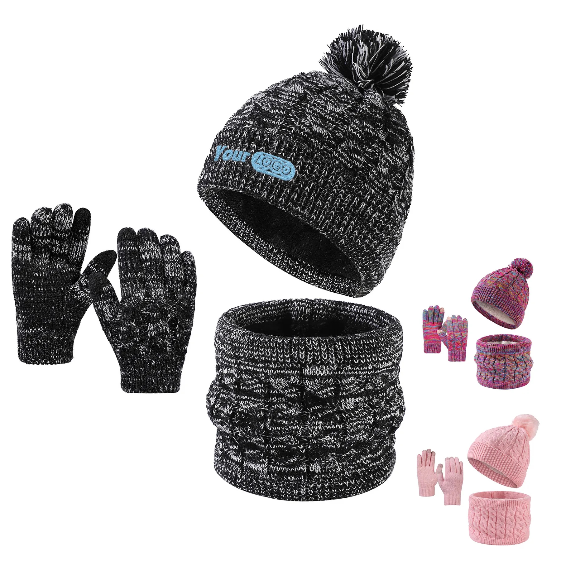 Acrylic Children's Knitted Hat Three Piece Set 3