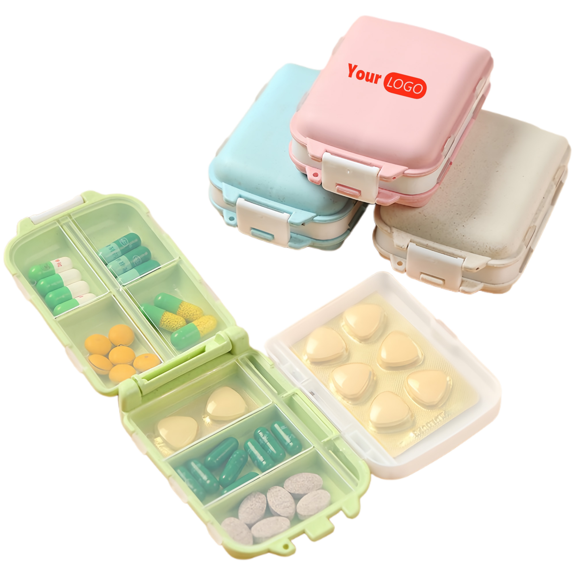 Three-layer Eight-compartment PP Folding Pill Box 2