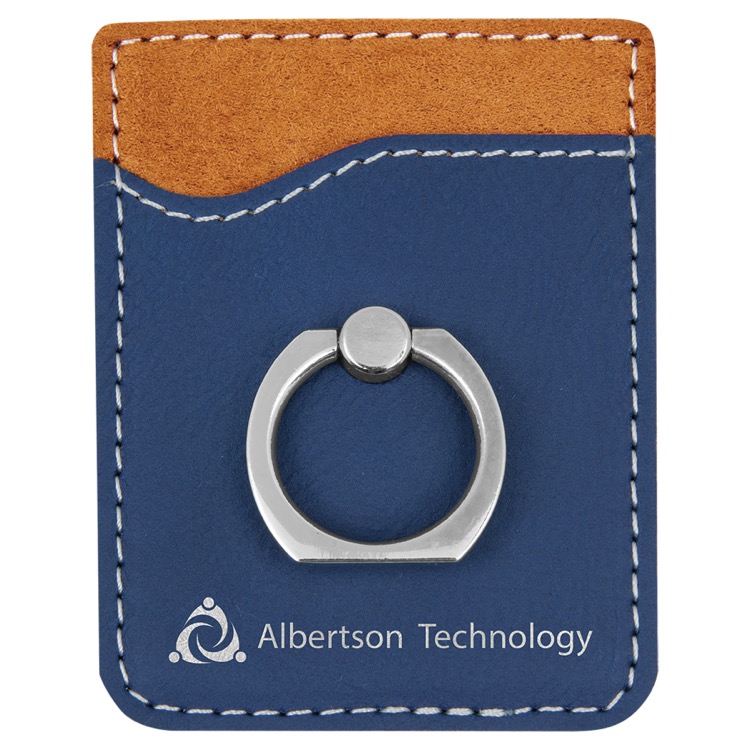Blue/Silver Leatherette Phone Wallet with Silver Ring 2