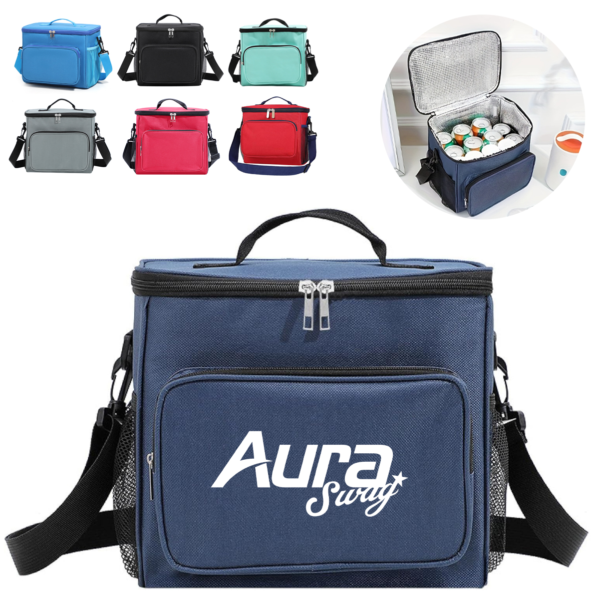 10L Insulated Thermal Lunch Bag with Shoulder Strap 9