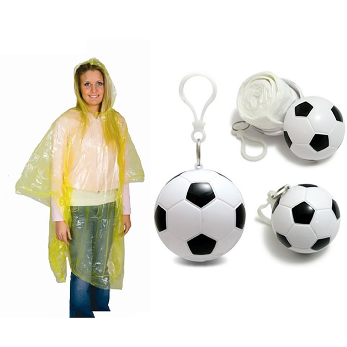 Disposable Raincoat Poncho Football Keychain 2