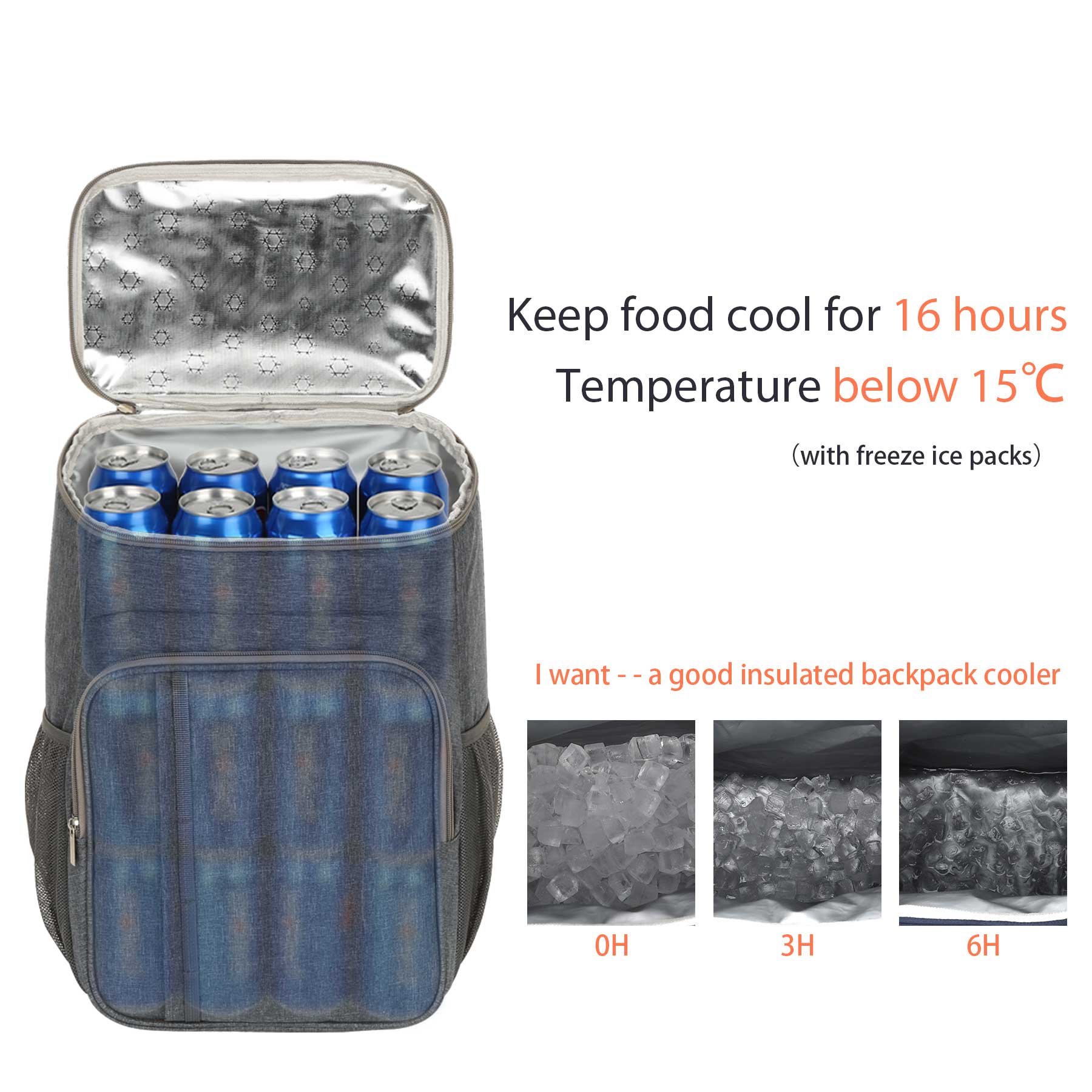24 Can Insulated Backpack Cooler Bag 11