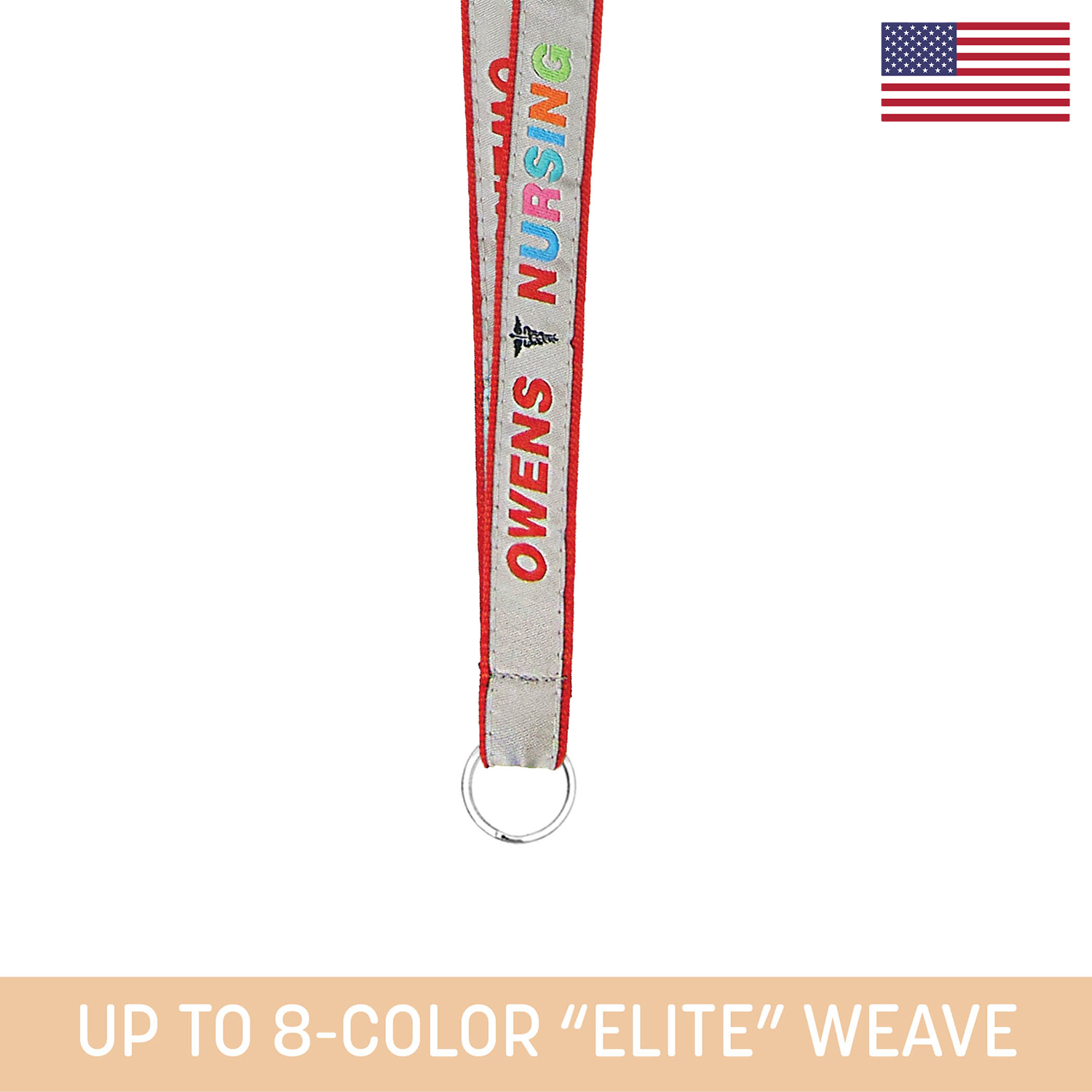 3/4" Woven Lanyard w/ Split Ring - "Elite" Weave