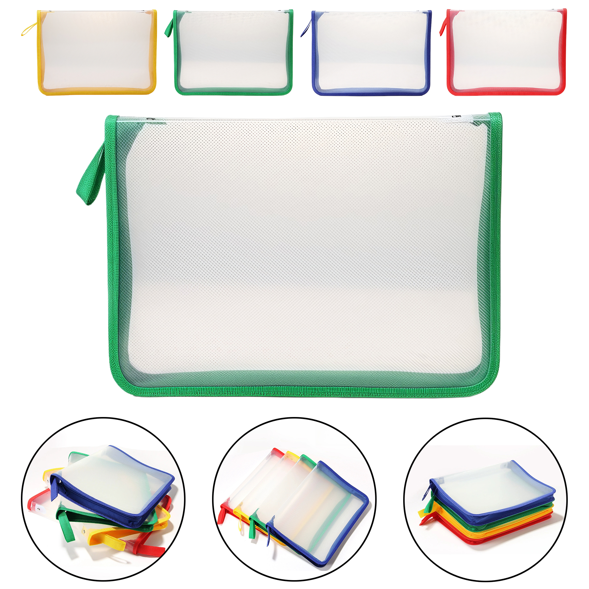 A4 Clear Twill PP Zipper File Folder, Large Capacity 1