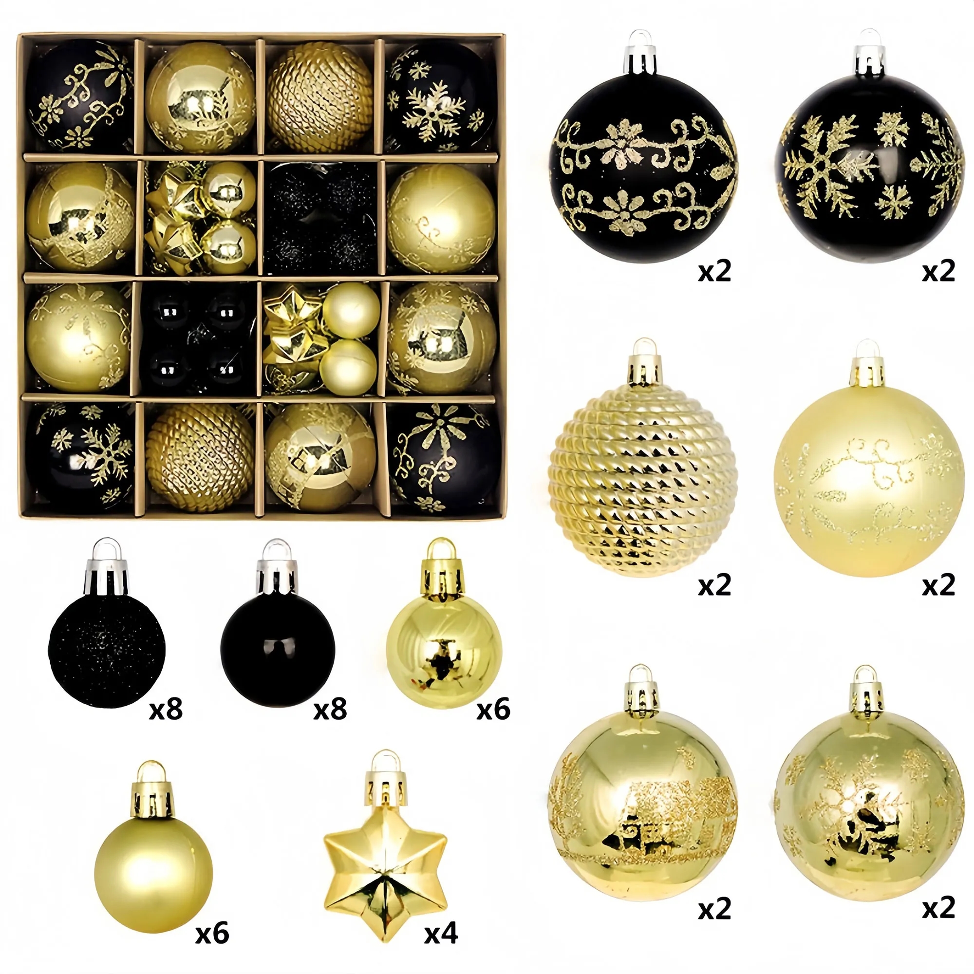 Premium Christmas Bauble Set With Unique Designs 13