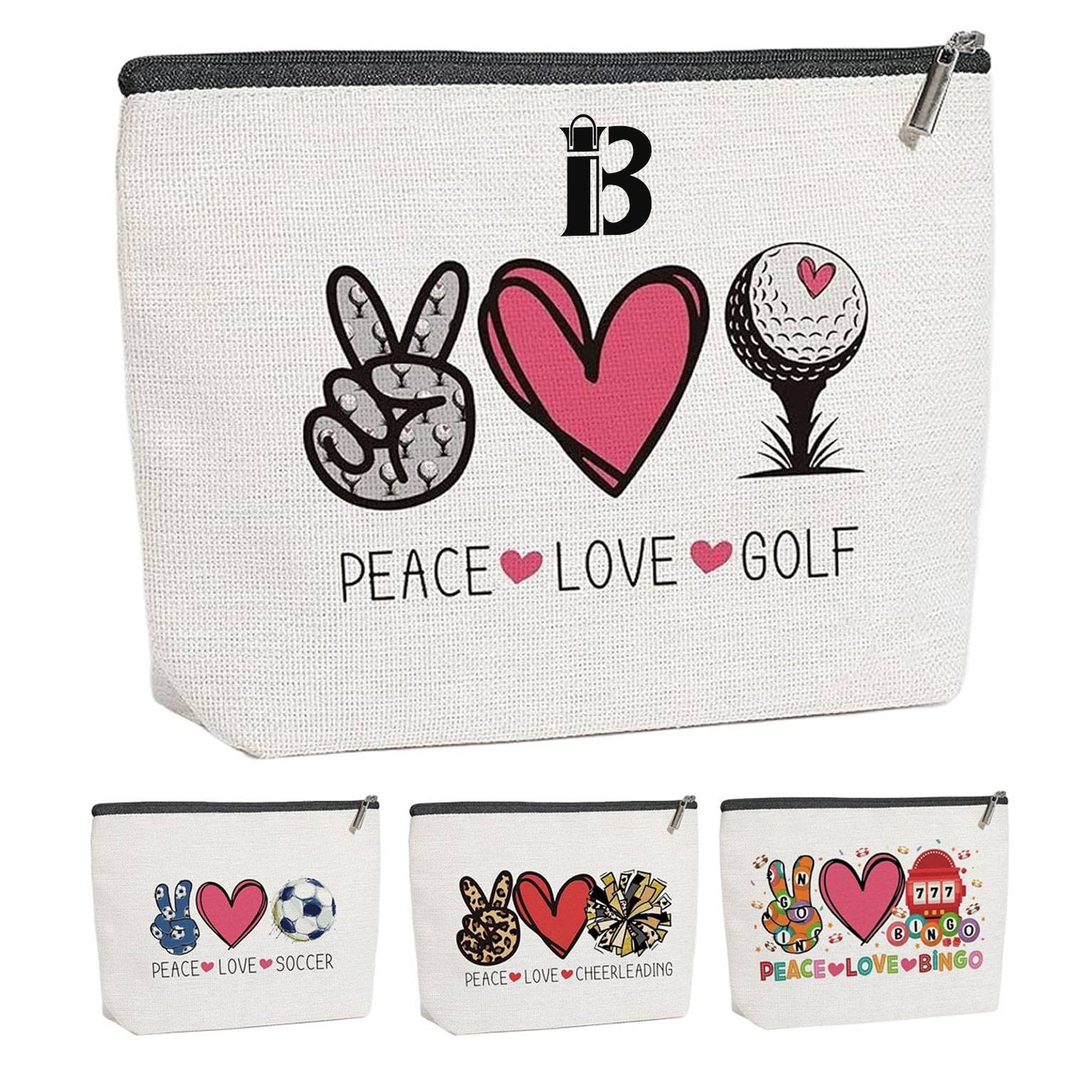 Compact Waterproof Linen Cosmetic Bag for Golf Lover 3