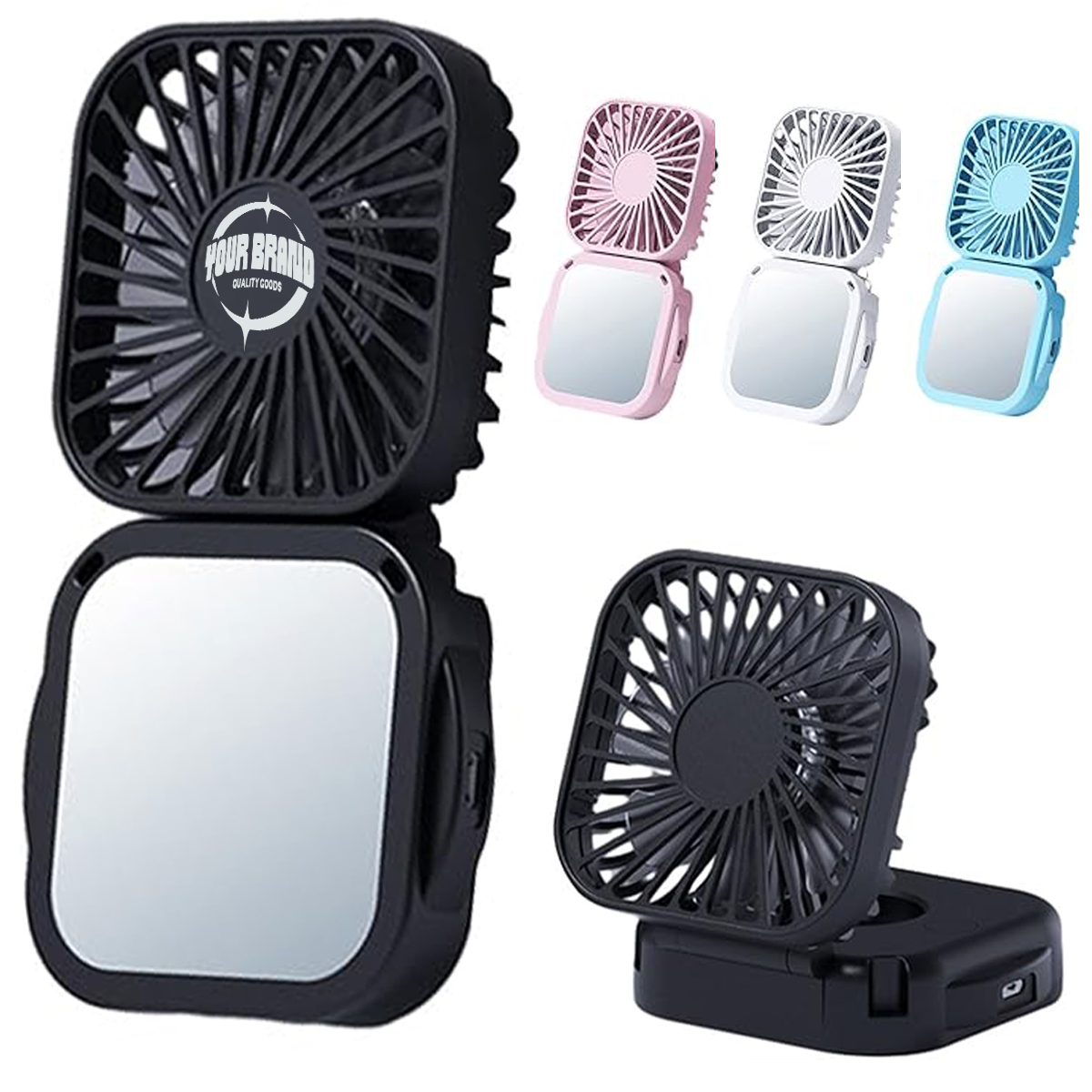 USB Charging Portable Folding Fan With Makeup Mirror 6