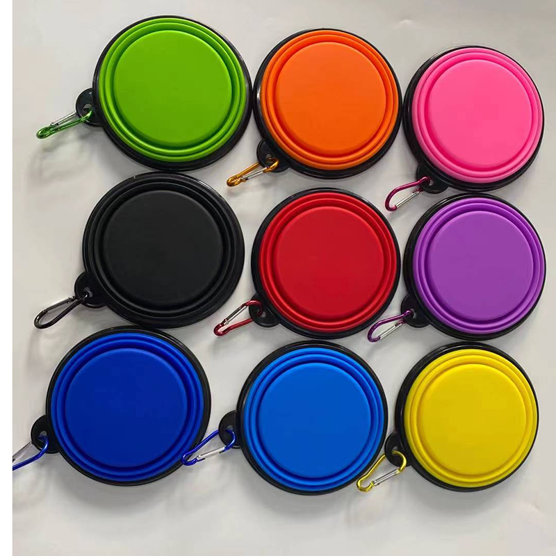 Silicone Portable Foldable Dogs Food Bowls w/ Carabiner Clip 19