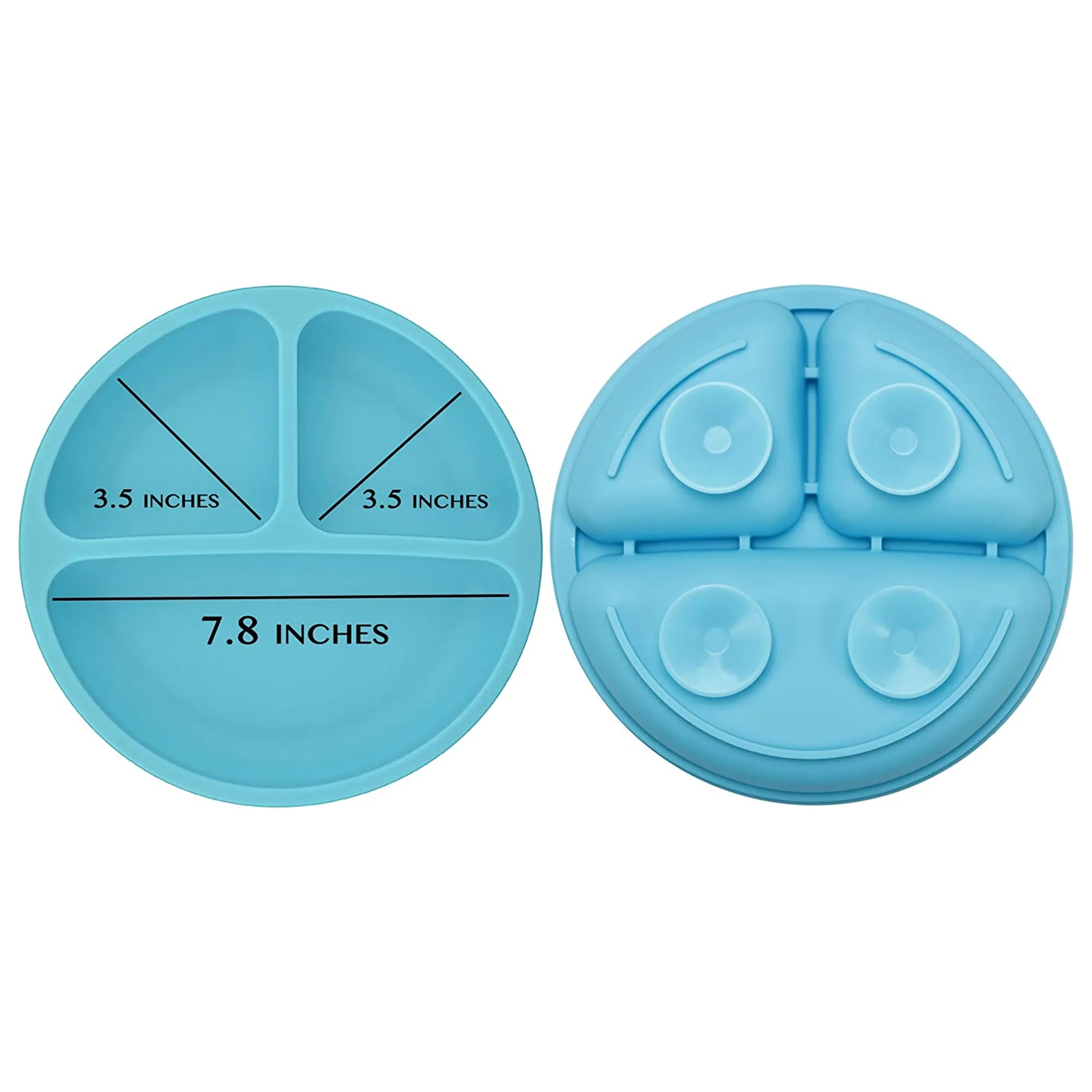 MOQ 20pcs Silicone Three-Compartment Baby Plate With Suction 4