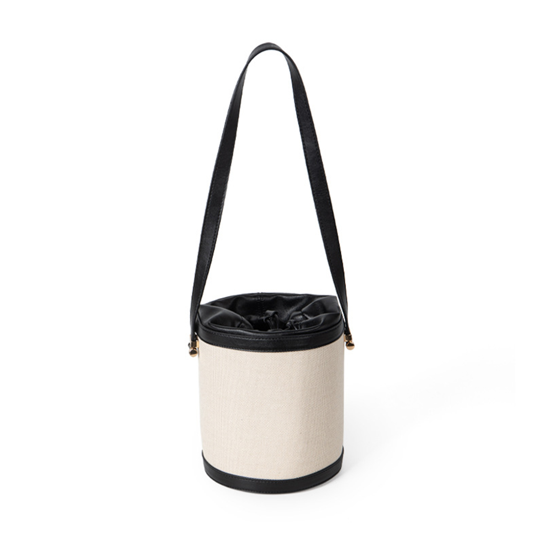 Canvas Contrasting Canvas-Paneled Bucket Shoulder Bag 3