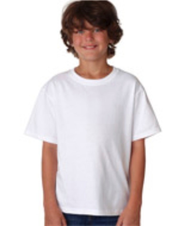 Screen Printed 3930B 100% Cotton White & Natural Youth T-shirts 2