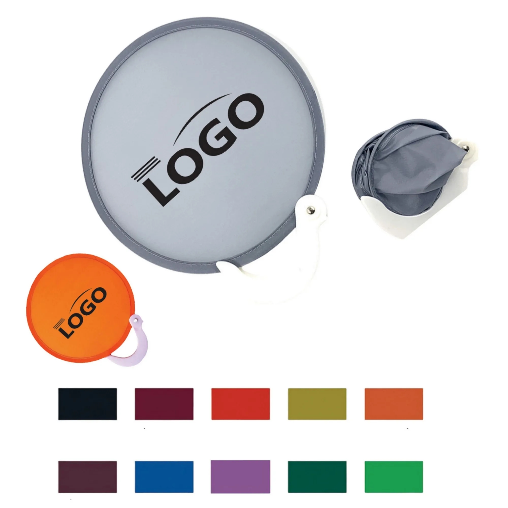 Handheld Round Folding Fan with Handle 2
