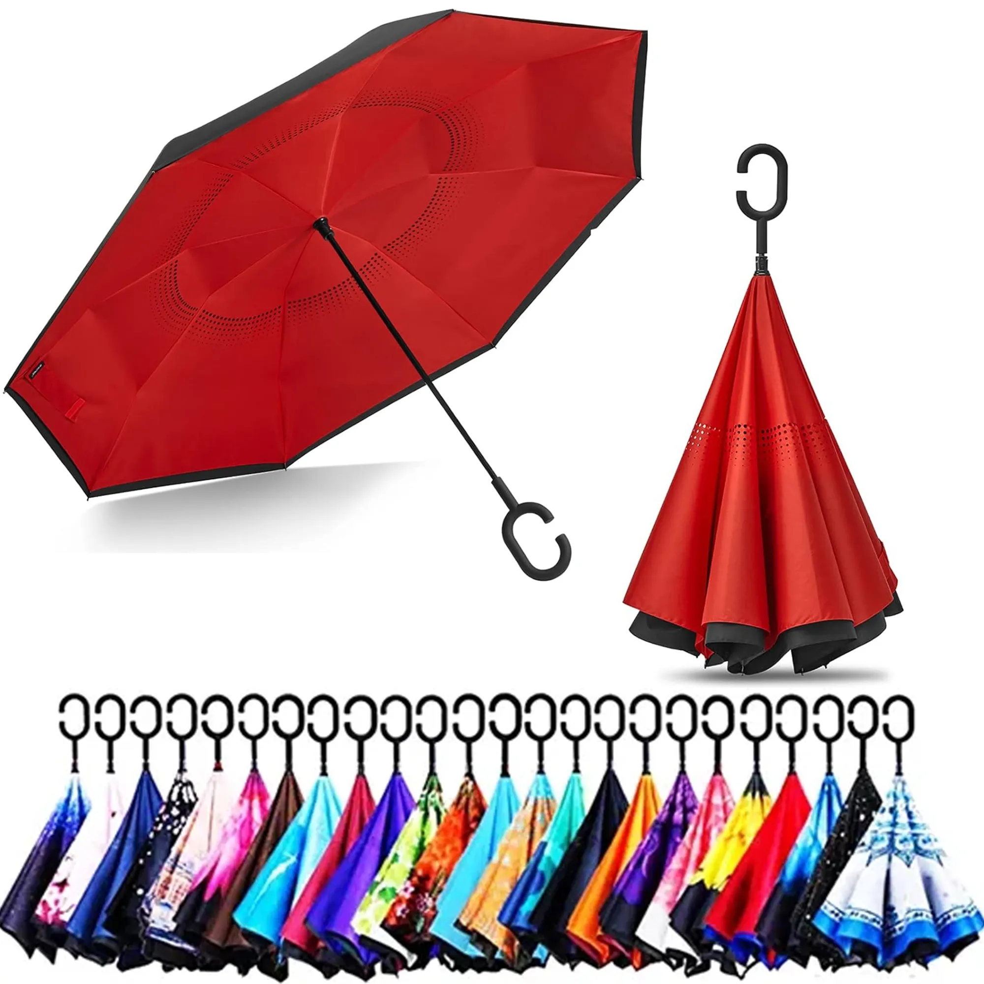 Double Layer Inside Out Folding Inverted Umbrella