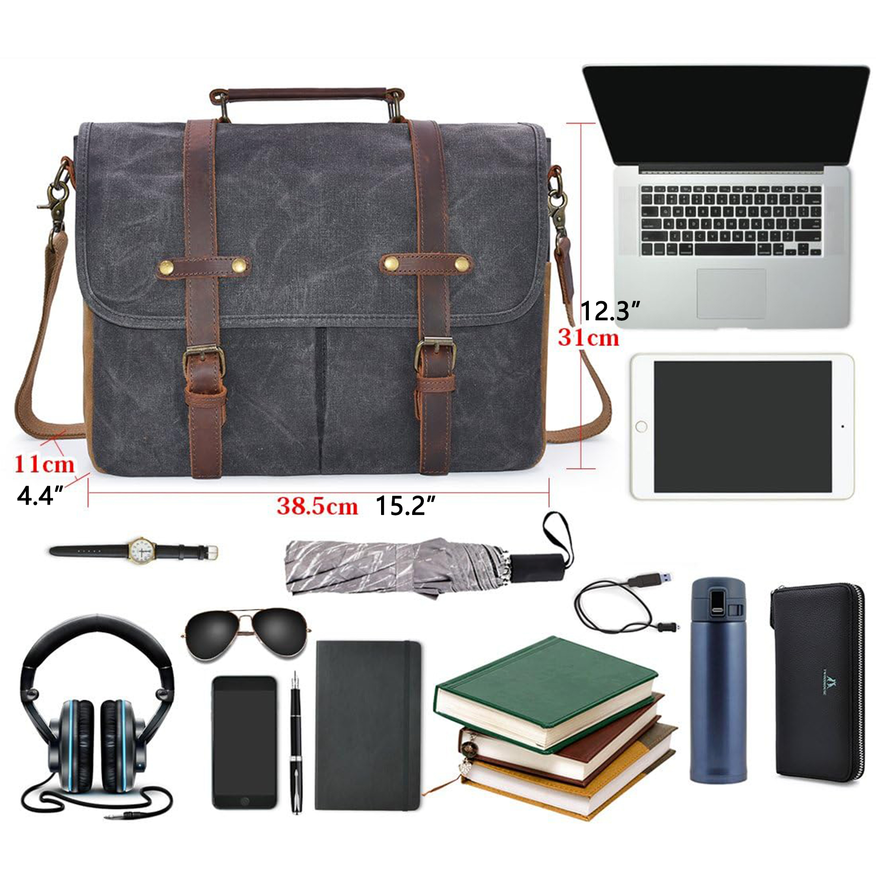 Waterproof Vintage Briefcase Shoulder Bag 4