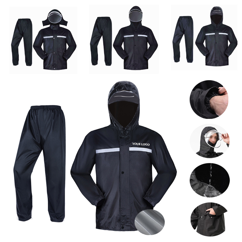 Oxford Thickened Cycling Rain Jacket Set Reflective Strip 2