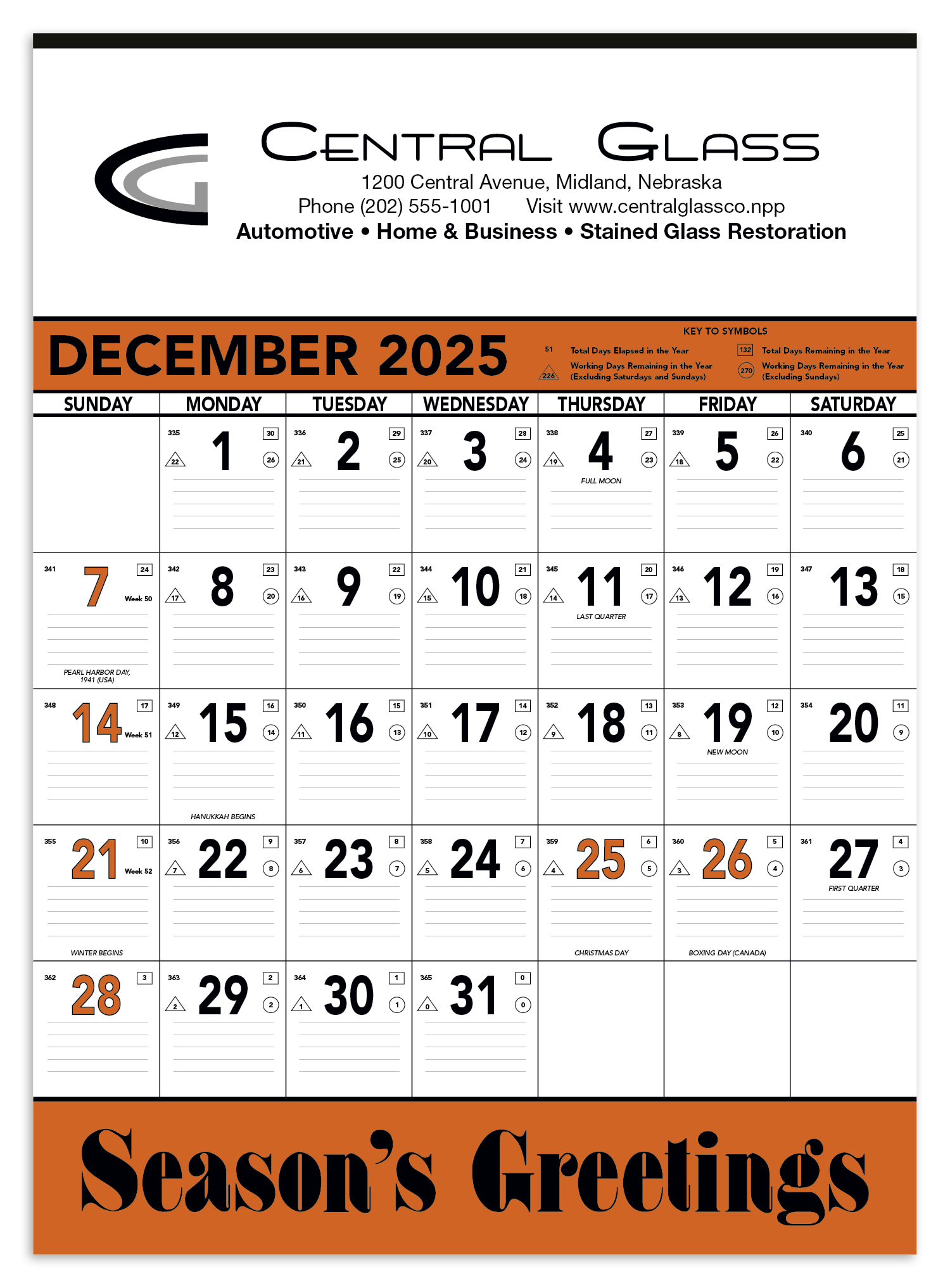 Triumph® Calendars Orange & Black Contractor Memo Calendar 12