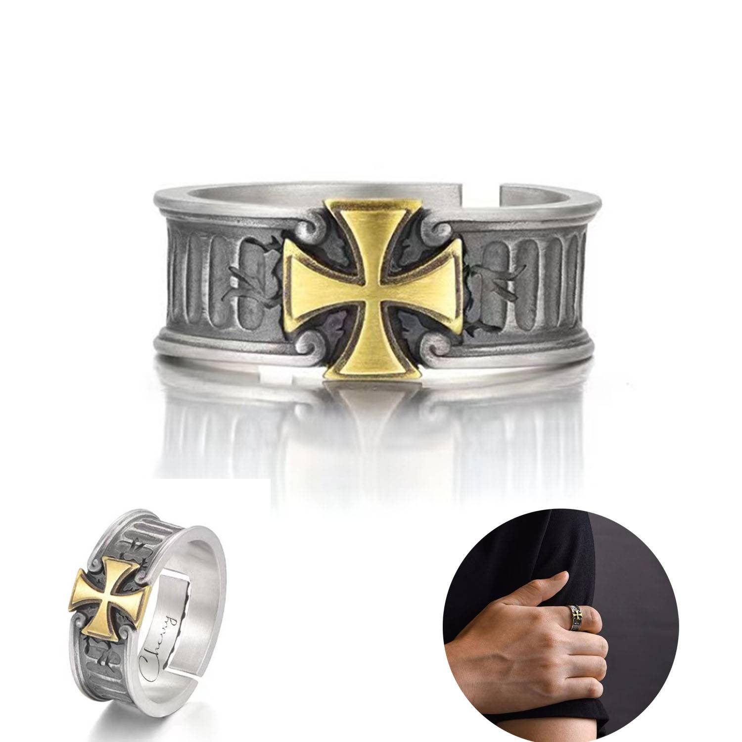 Adjustable Men's Cross Ring