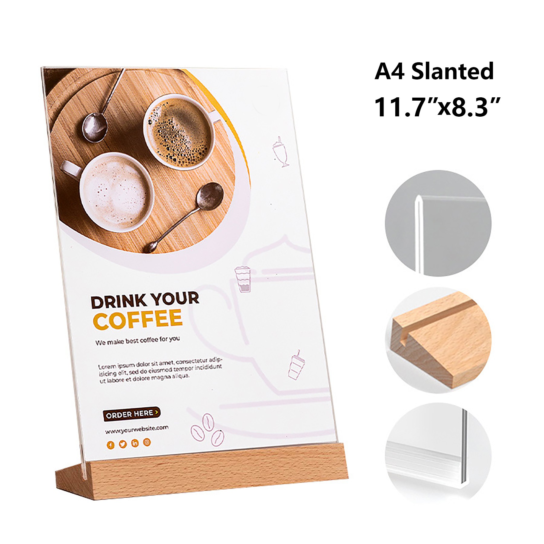 Acrylic Sign Holder With Wood Base 1