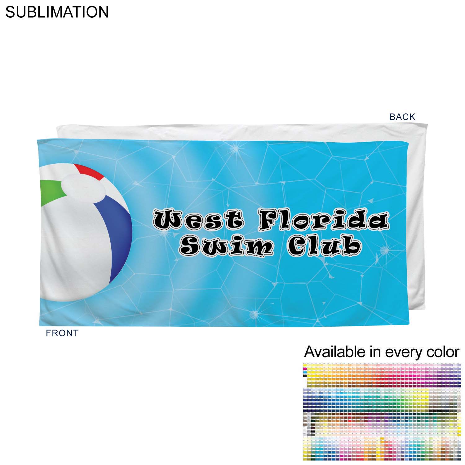 Swim Towel in HEAVIER Plush and Soft Velour Terry Cotton Blend, 30x60, Sublimated Edge to Edge 3