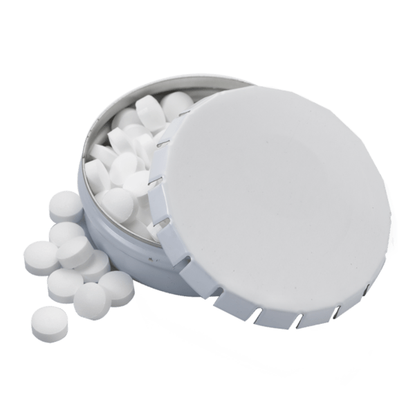 2 1/8" Large Round Push Tin with Mints 21