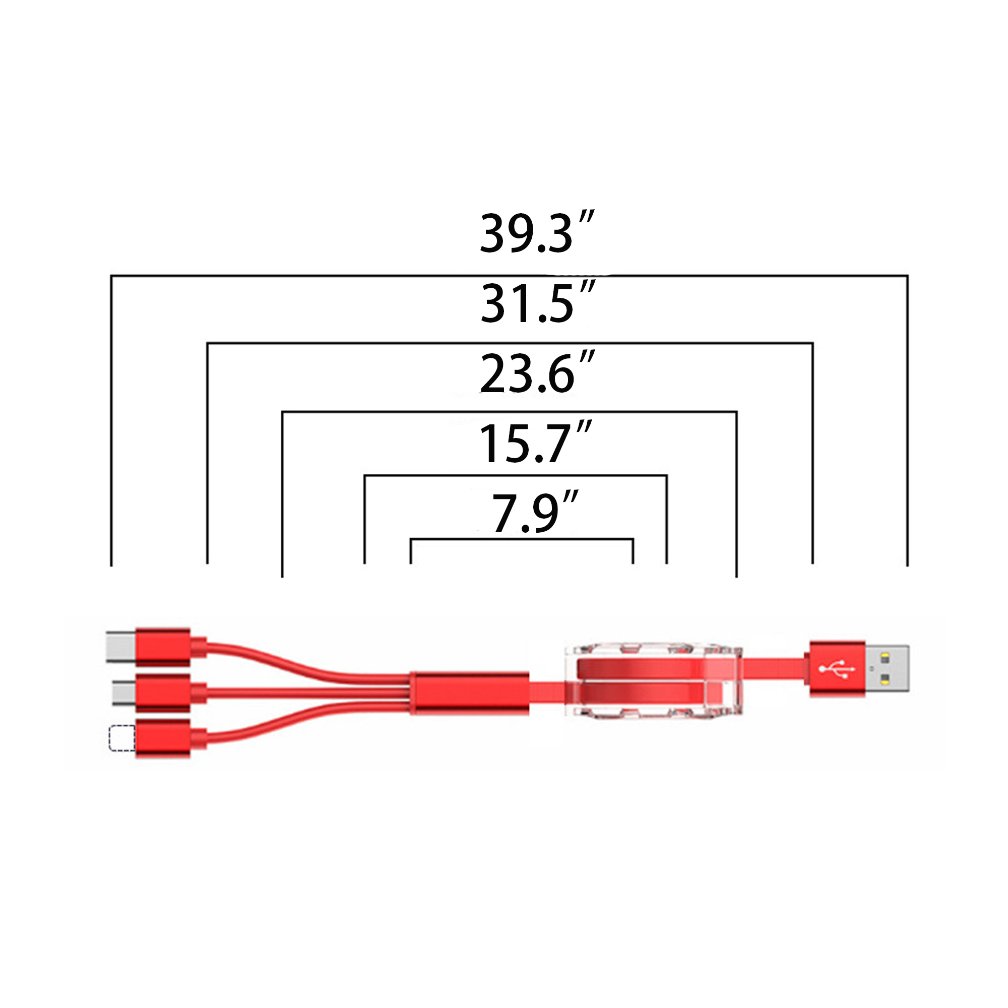 MOQ 50 Retractable Triple-Head Charging Cable 3