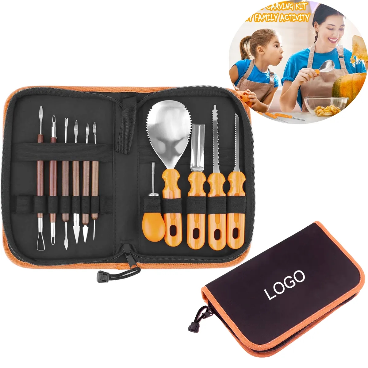 11 Pcs Halloween Pumpkin Carving Tools kits with Handbag 4