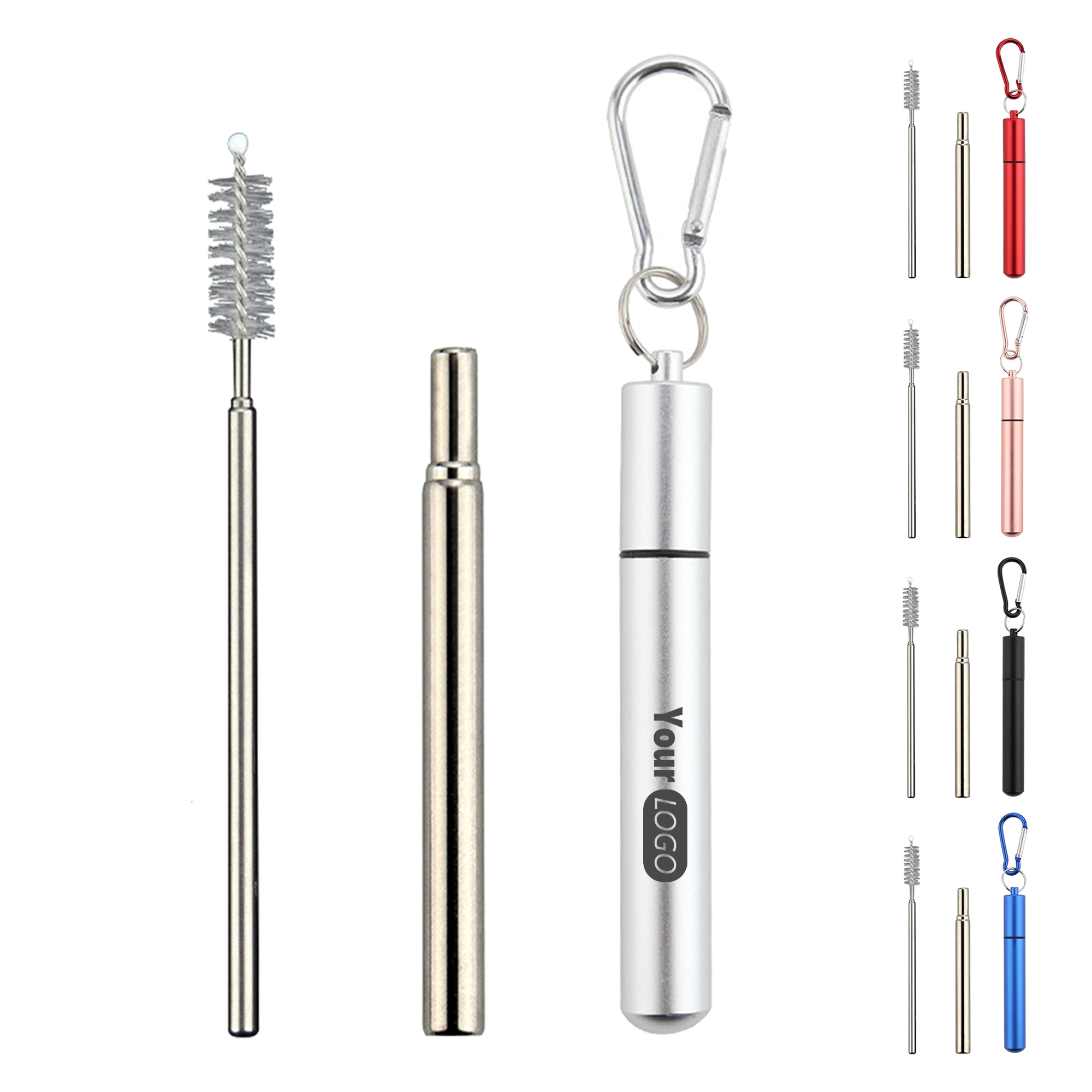 Portable Reusable Folding Metal Straw Set 5