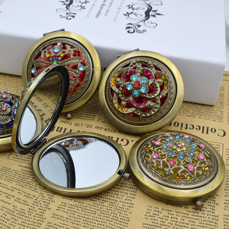 Silver Crystal Foldable Makeup Mirror 3