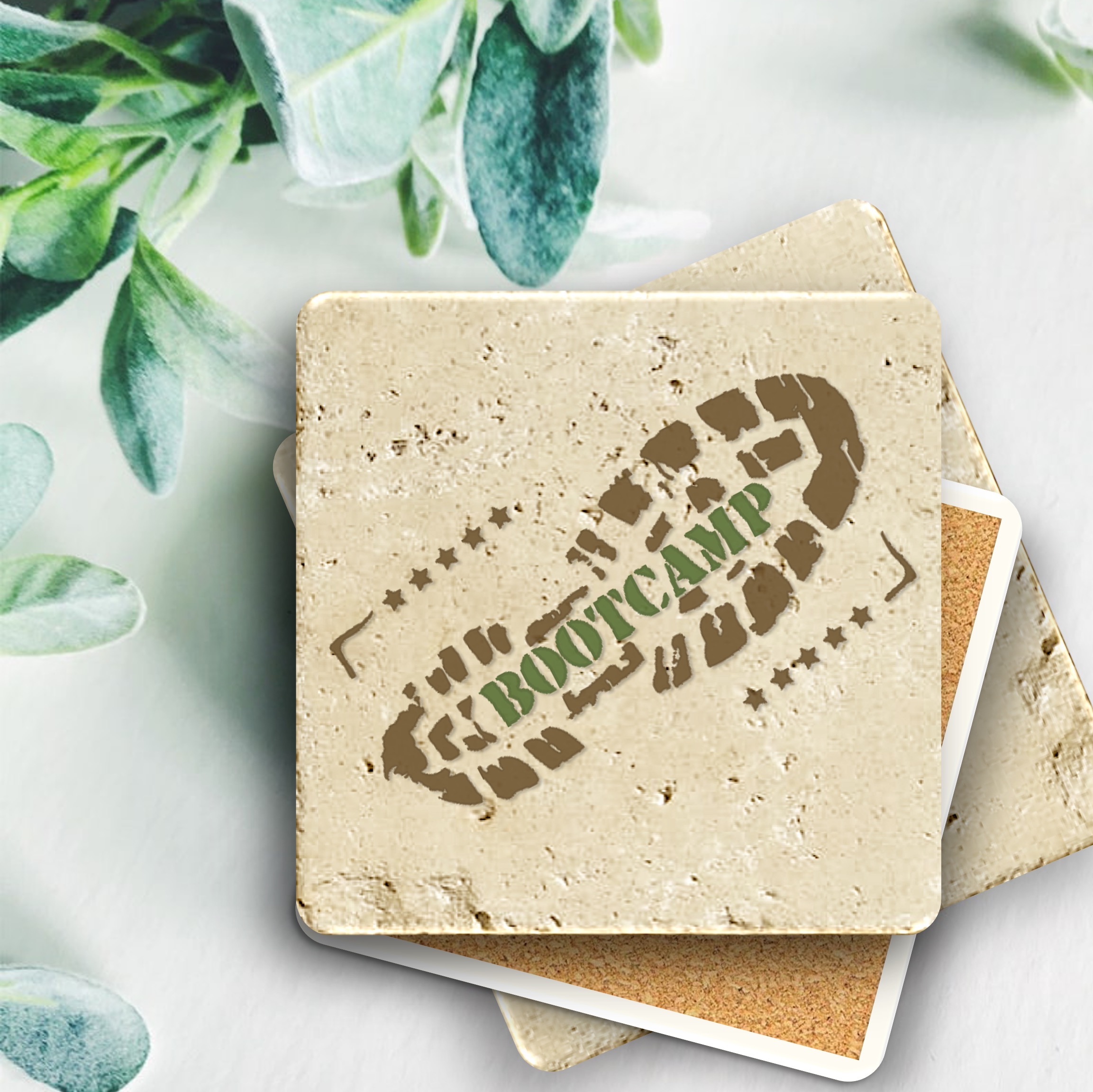 Faux Travertine Printed Square Coaster 9