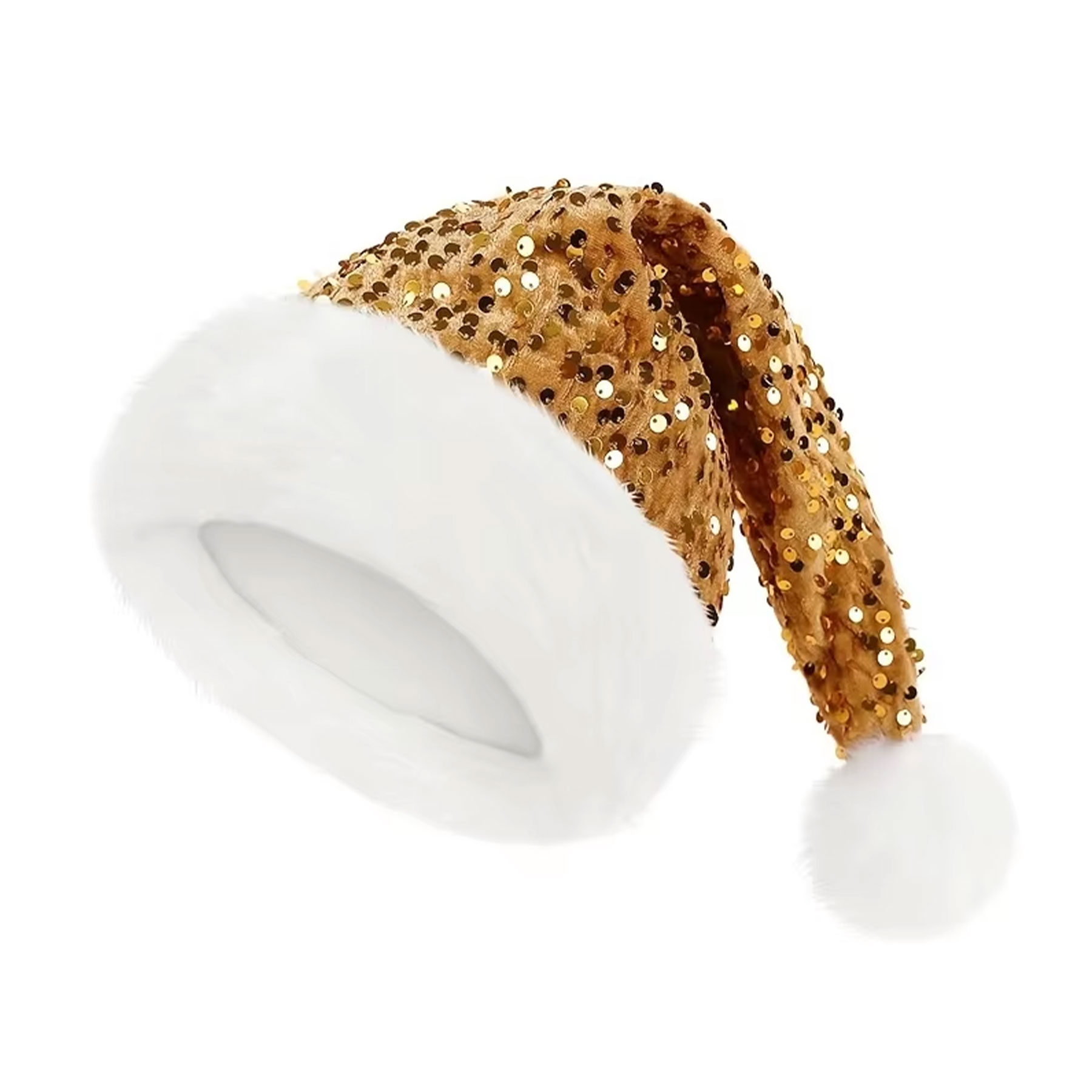 Plush Two-Tone Sequins Santa Hat 8